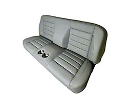 Distinctive Industries Custom CTX-60 Horizontal Inserts Full Backrest 60-Inch Bench Seat with Cupholders; Black with White Stitch (67-79 F-100, F-150, F-250, F-350)