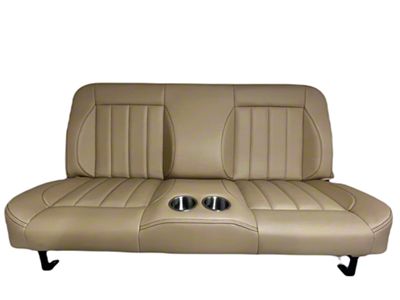 Distinctive Industries Custom CTX-60 Vertical Inserts Full Backrest 60-Inch Bench Seat with Cupholders; Saddle with Black Stitch (67-79 F-100, F-150, F-250, F-350)