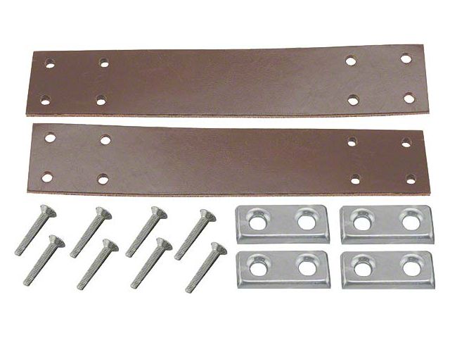 Door Check Strap Kit - Brown Leather - With Stainless SteelBrackets And Screws - Ford Roadster & Ford Phaeton