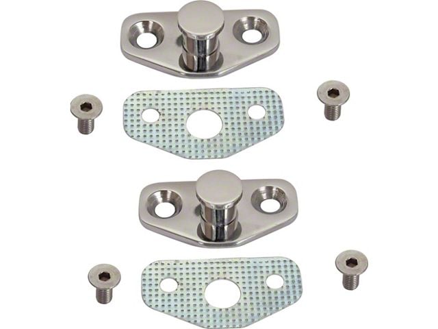 Door Latch Striker Plate & Shim Kit - Stainless Steel (Hard Top and convertible only)