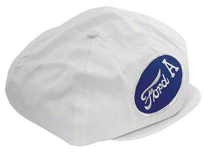 OPR Driving Cap - Gatsby Style - White - With Ford A Patch