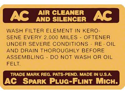 Dry Style Air Cleaner Decal - Ford Passenger