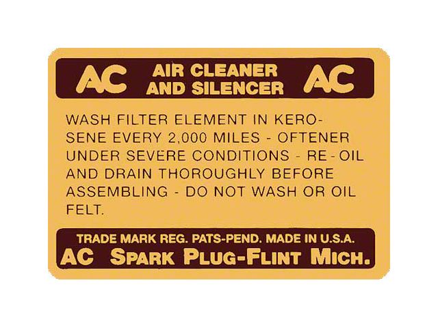 Dry Style Air Cleaner Decal - Ford Passenger