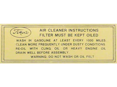 Dry Style Air Cleaner Decal - Ford Passenger