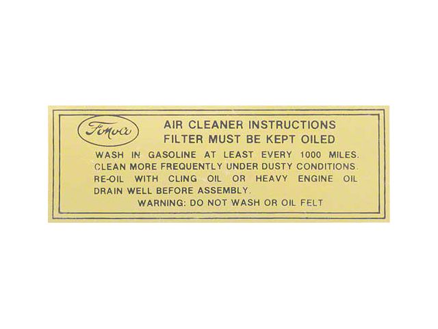 Dry Style Air Cleaner Decal - Ford Passenger