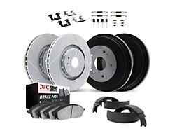 Dynamic Friction GeoPerformance Slotted Brake Rotor, Drum and 5000 Advanced Pad Kit; Front and Rear (65-66 Thunderbird)