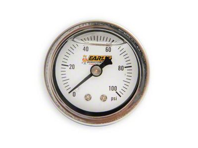 Earl's Oil Filled 100 PSI Fuel Pressure Gauge 1.5 - 0 to 100 - 1/8 NPT Male Thread