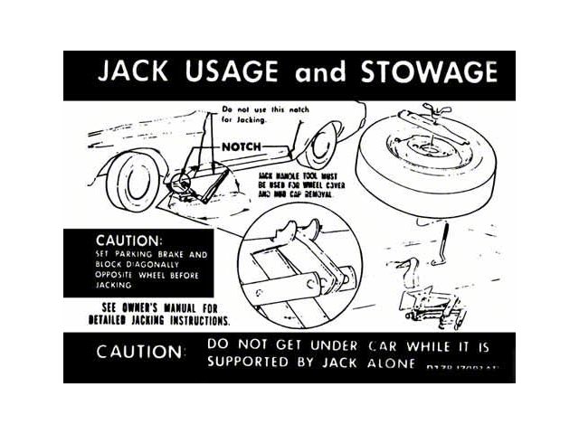 Early 1971 Mustang Regular Wheel Jack Instruction Decal