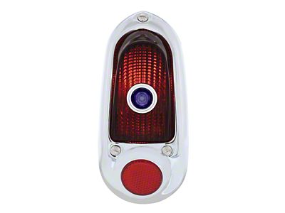 12-Volt Tail Light with Blue Dot; Stainless Steel Housing; Red Lens; Passenger Side (49-50 Fleetline, Styleline Deluxe, Styleline Special)