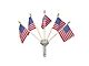 Early Chevy Chrome Flag Holder, With Five American Flags, 1949-54