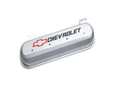 Early Chevy LS V8 Conversion Valve Cover, Polished With Recessed Red And Black Emblem, 1949-1954
