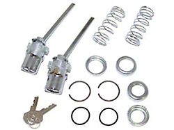 Early Chevy Outer Door Handle Push Buttons With Lock Cylinder Assemblies, For Front Doors, 1949-1954