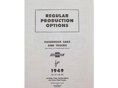 Early Chevy Regular Production Options Manual, 1949