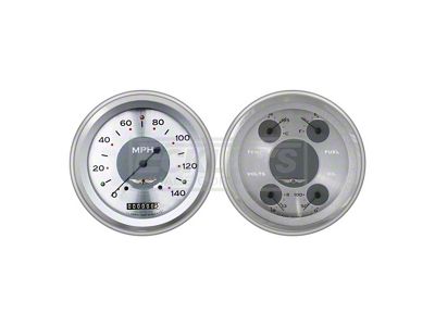 Early Chevy Classic Instruments All American Series Analog Gauge Kit, Five Inch, Gray Face With Chrome Pointers, 1951-1952