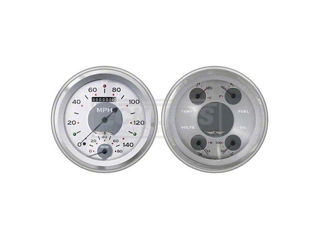Early Chevy Classic Instruments All American Series SpeedTachular Analog Gauge Kit, Five Inch, Gray Face With Chrome Pointers, 1951-1952
