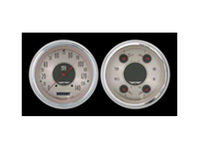 Early Chevy Classic Instruments American Nickel Series Analog Gauge Kit, Five Inch, Silver Face With Chrome Pointers, 1951-1952