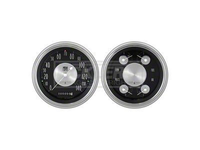 Early Chevy Classic Instruments American Tradition Series Analog Gauge Kit, Five Inch, Black Face With Chrome Pointers,1951-1952