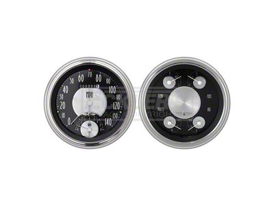 Early Chevy Classic Instruments American Tradition Series SpeedTachular Analog Gauge Kit, Five Inch, Black Face With Chrome Pointers, 1951-1952