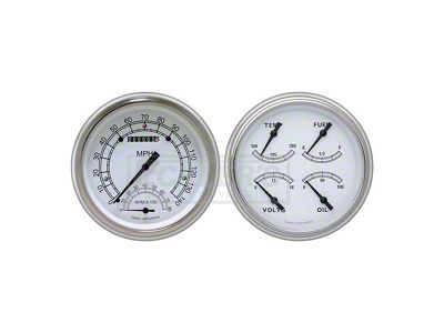 Early Chevy Classic Instruments Classic White Series SpeedTachular Analog Gauge Kit, Five Inch, White Face With Black Pointers, 1951-1952