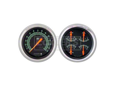 Early Chevy Classic Instruments G Stock Series Analog GaugeKit, Five Inch, Black With Orange Pointers, 1951-1952