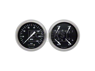 Early Chevy Classic Instruments Hot Rod Series Analog GaugeKit, Five Inch, Black Face With White Pointers, 1951-1952