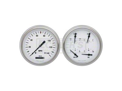 Early Chevy Classic Instruments White Hot Series Analog Gauge Kit, Five Inch, White Face With Black Pointers, 1951-1952