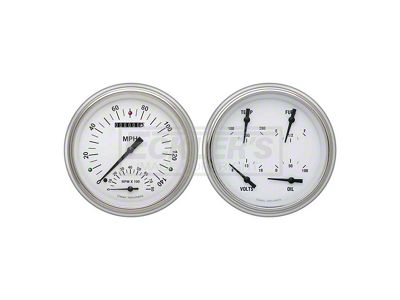 Early Chevy Classic Instruments White Hot Series SpeedTachular Analog Gauge Kit, Five Inch, White Face With Black Pointers, 1951-1952