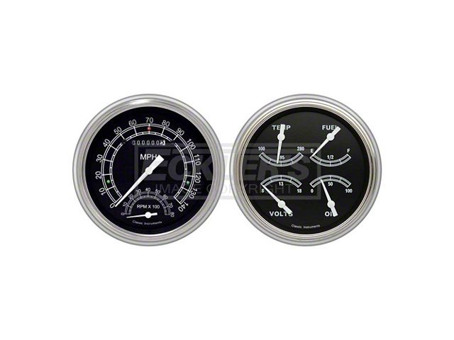 Early Chevy Classic Instruments Traditional Series SpeedTachular Analog Gauge Kit, Five Inch, Black Face With White Pointers
