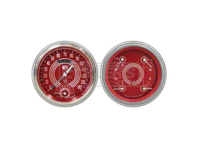 Classic Instruments Early Chevy Classic Instruments V8 Red Steelie Series SpeedTachular Analog Gauge Kit, Five Inch, 1951-1952