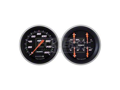 Classic Instruments Early Chevy Classic Instruments Velocity Series Analog Gauge Kit, Five Inch, Black Face With Chrome Pointers, 1951-1952