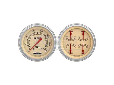 Classic Instruments Early Chevy Classic Instruments Vintage Series Analog GaugeKit, Five Inch, Cream Face With Orange Pointers, 1951-1952