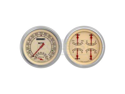 Classic Instruments Early Chevy Classic Instruments Vintage Series SpeedTachular Analog Gauge Kit, Five Inch, Cream Face With Orange Pointers, 1951-1952