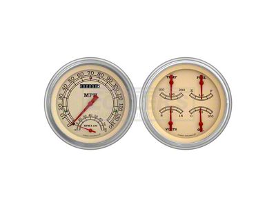 Early Chevy Classic Instruments Vintage Series SpeedTachular Analog Gauge Kit, Five Inch, Cream Face With Orange Pointers, 1951-1952