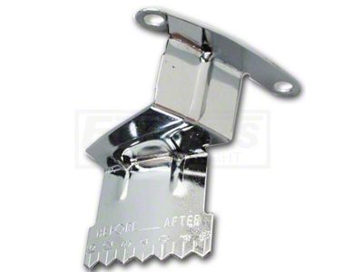 Early Chevy Timing Chain Cover Tab, Small Block, Chrome, With Sliding Pointer, For Cars With 7 Harmonic Balancer, 1949-1954