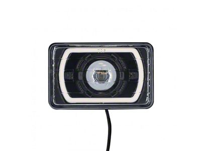 4x6-Inch 30W LED High Beam Projector Headlight with HDR Blue Halos; Black Housing; Clear Lens (Universal; Some Adaptation May Be Required)