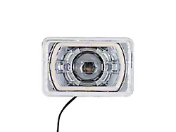4x6-Inch 30W LED High Beam Projector Headlight with HDR Switchback Halos; Chrome Housing; Clear Lens (Universal; Some Adaptation May Be Required)