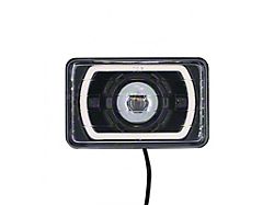 4x6-Inch 30W LED High/Low Beam Projector Headlight with HDR Switchback Halos; Black Housing; Clear Lens (Universal; Some Adaptation May Be Required)
