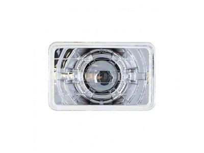 4x6-Inch Halogen High Beam Projector Headlight; Chrome Housing; Clear Lens (Universal; Some Adaptation May Be Required)