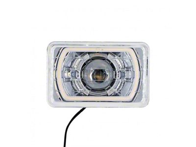 4x6-Inch Halogen High/Low Beam Projector Headlight with HDR Blue Halos; Chrome Housing; Clear Lens (Universal; Some Adaptation May Be Required)