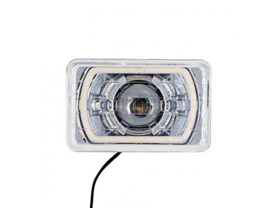 4x6-Inch Halogen High/Low Beam Projector Headlight with HDR Red Halos; Chrome Housing; Clear Lens (Universal; Some Adaptation May Be Required)