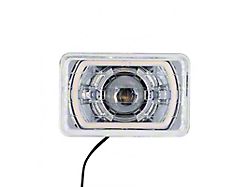 4x6-Inch Halogen Low Beam Projector Headlight with HDR Switchback Halos; Chrome Housing; Clear Lens (Universal; Some Adaptation May Be Required)