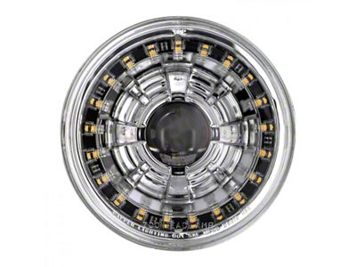 7-Inch LED Headlight with Modern Switchback Halo; Chrome Housing; Clear Lens (Universal; Some Adaptation May Be Required)