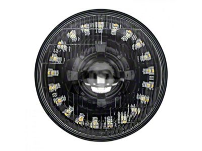 7-Inch LED Headlight with Modern Switchback Halo and Original Glass; Black Housing; Clear Lens (Universal; Some Adaptation May Be Required)