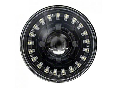7-Inch LED Headlight with Modern White Halo; Black Housing; Clear Lens (Universal; Some Adaptation May Be Required)