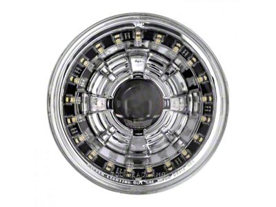 7-Inch LED Headlight with Modern White Halo; Chrome Housing; Clear Lens (Universal; Some Adaptation May Be Required)
