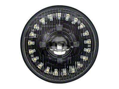 7-Inch LED Headlight with Modern White Halo and Original Glass; Black Housing; Clear Lens (Universal; Some Adaptation May Be Required)