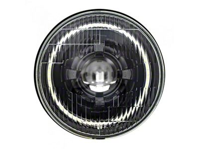 7-Inch LED Headlight with Original Glass and Classic Switchback Halo; Black Housing; Clear Lens (Universal; Some Adaptation May Be Required)