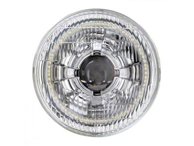 7-Inch LED Headlight with Original Glass and Classic Switchback Halo; Chrome Housing; Clear Lens (Universal; Some Adaptation May Be Required)