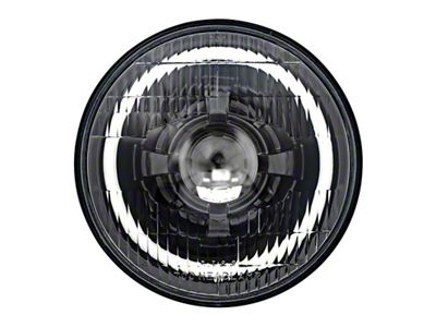 7-Inch LED Headlight with HDR Red Halo and Original Glass; Black Housing; Clear Lens (Universal; Some Adaptation May Be Required)