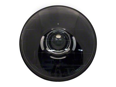 7-Inch V1 Projector Headlamp with Black Shroud and Halogen Bulbs; Black Housing; Clear Lens (Universal; Some Adaptation May Be Required)